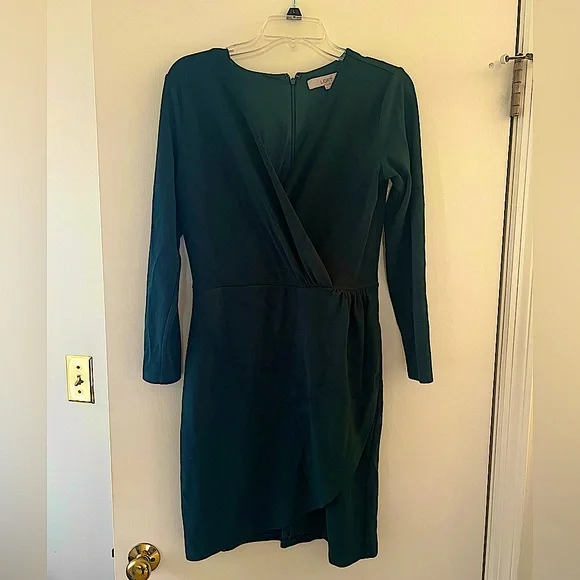 chinese dress ladies Long Sleeve Shirred Surplice Dress S / Black